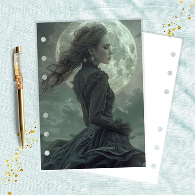 Haunted Moon A6 Planner Dashboard, Laminated Cover Insert, Journal Accessory, Happy Planner Supply, Ring Notebook Divider, Skinny Classic