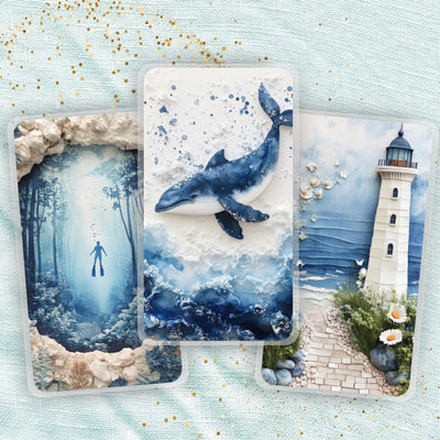 Marine Blue Ocean Planner Bookmark Set, Mini Happy Planner Page Marker, Big Laminated Insert, TUL Supplies Accessory, Teacher Gift for Her