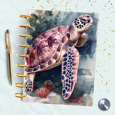 Pink Sea Turtle Classic Happy Planner Dashboard, Laminated Divider Insert, A5 Journal Accessory, TUL A6 Supply Decor, Disc Bound Dashboard