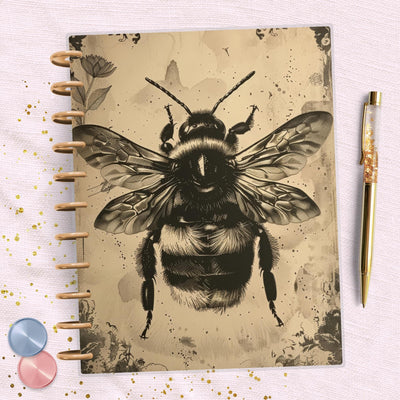 Sketched Black Bee Big Happy Planner Dashboard, Laminated Divider Insert, Journal Accessory, Planner Supplies Decor, Disc Bound Dashboard