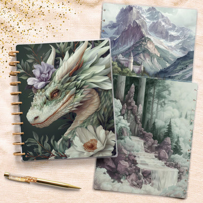 Dragon Forest Planner Cover, Front Back Design, Classic Mini Big Happy Planner, Laminated Cover Sheet, Junk Journal, Disc Bound Journal