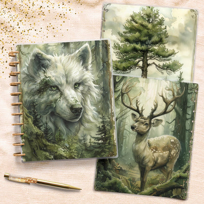 Deep Forest Green Planner Cover, Front Back Design, Classic Mini Big Happy Planner, Laminated Cover Sheet, Junk Journal, Disc Bound Journal