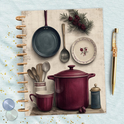 Burgundy Kitchen Big Happy Planner Dashboard, Laminated Divider Insert, Journal Accessory, Planner Supplies Decor, Disc Bound Dashboard