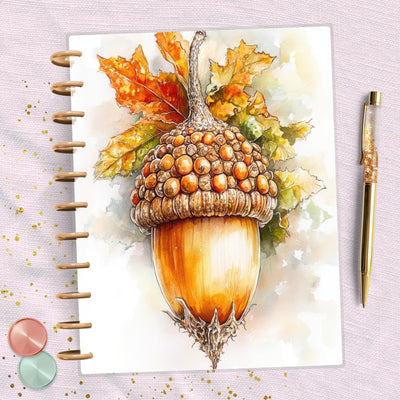 Orange Autumn Acorn Big Happy Planner Dashboard, Laminated Divider Insert, Journal Accessory, Planner Supplies Decor, Disc Bound Page Marker