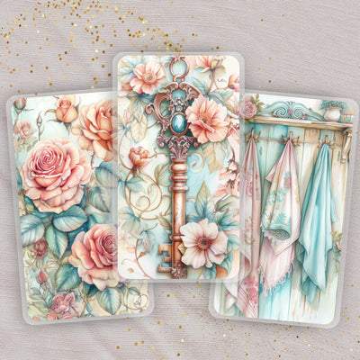Pastel Floral Key Planner Bookmark Set, Classic Happy Planner, Journal Page Marker, Big Laminated Insert, TUL Supply Accessory, Gift for Her