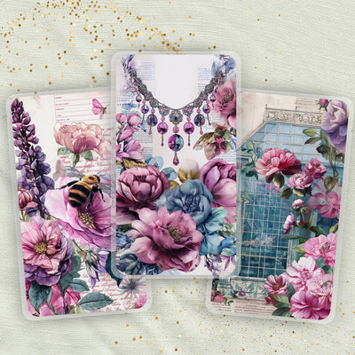 Flower Collages Planner Bookmark Set, Classic Happy Planner, Journal Page Marker, Big Laminated Insert, TUL Supply Accessory, Gift for Her
