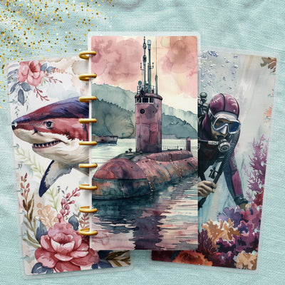 Underwater Mood Skinny Classic Happy Planner Cover, Laminated Protector, Discbound Accessory, Mini Journal Supply, TUL Junior, Gift for Her