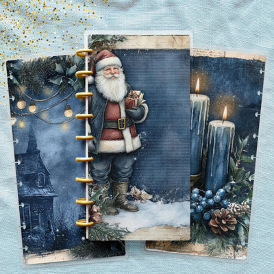 Old Blue Christmas Skinny Classic Happy Planner Cover, Laminated Protector, Disc Bound Accessory, Mini Journal Supply, TUL Junior, Mini Gift
