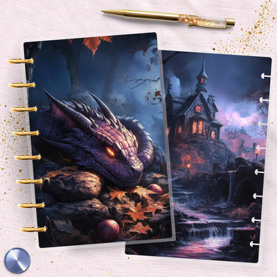 Halloween Dragon TUL Junior Cover, Planner Bundles, Laminated Design, 8 Disc Planner Supplies, Ring Journal Insert Accessory, Gift for Her