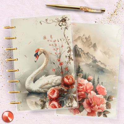 Sweet Rose Memory TUL Junior Cover, Planner Bundles, Laminated Design, 8 Disc Planner Supplies, Ring Journal Insert Accessory, Gift for Her