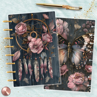 Boho Grey Dreams TUL Junior Cover, Planner Bundles, Laminated Design, 8 Disc Planner Supplies, Ring Journal Insert Accessory, Gift for Her