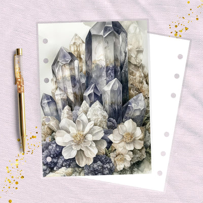 Blue Crystals A6 Planner Dashboard, Laminated Cover Insert, Journal Accessory, Happy Planner Supply, Ring Notebook Divider, Skinny Classic