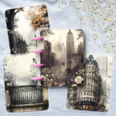 City Charms Micro Happy Planner Cover Set, Vintage Journal, TUL Junior, Spiral Notebook Insert, Big Skinny Classic, Teacher Gift for Her