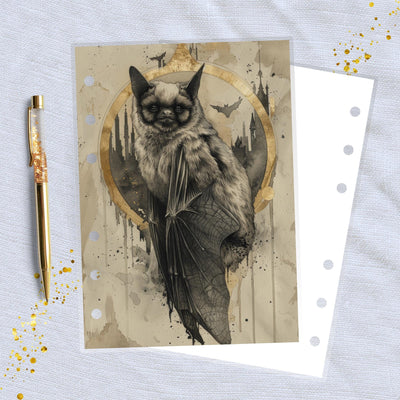 Gilded Bat A6 Planner Dashboard, Laminated Cover Insert, Journal Accessory, Happy Planner Supply, Ring Notebook Divider, Skinny Classic