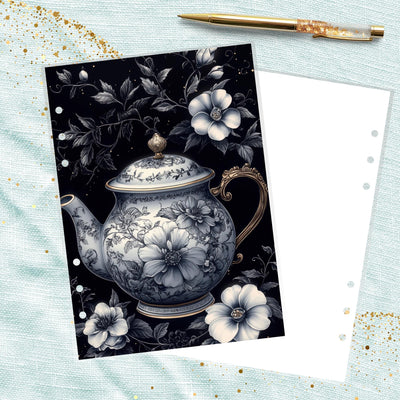 Teapot Florals A5 Ring Planner Dashboard, Laminated Cover Insert, Journal Accessory, Planner Supply, Happy Planner Binder, Notebook Gift
