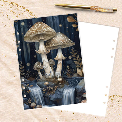 Midnight Mushroom A5 Ring Planner Dashboard, Laminated Cover Insert, Journal Accessory, Planner Supply, Happy Planner Binder, Notebook Gift