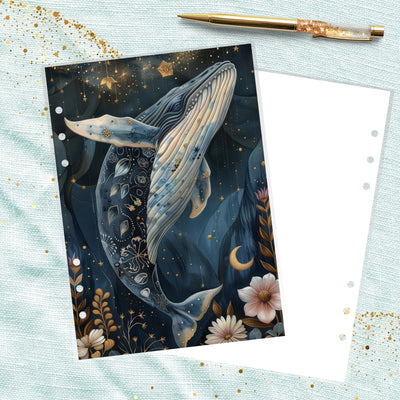 Magical Star Whale A5 Ring Planner Dashboard, Laminated Cover Insert, Journal Accessory, Planner Supply, Happy Planner Binder, Notebook Gift