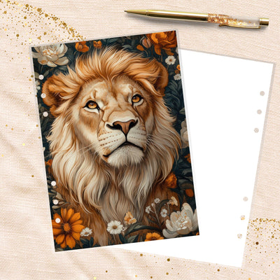 Lion Portrait A5 Ring Planner Dashboard, Laminated Cover Insert, Journal Accessory, Planner Supply, Happy Planner Binder, Notebook Gift
