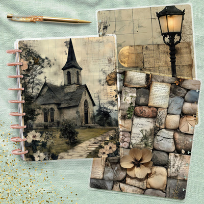 Classic Happy Planner Cover, Vintage Journal Accessory, Disc Bound TUL Junior, EC Spiral Notebook Insert, Gift for Her, Scattered Church