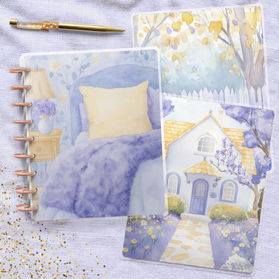 Cozy Pastel Home, Classic Happy Planner Cover, Vintage Journal Accessory, Disc Bound TUL Junior, EC Spiral Notebook Insert, Gift for Her