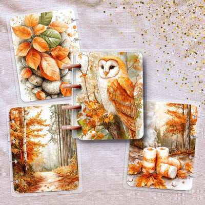 Cozy Owl Autumn Micro Happy Planner Cover Set, Vintage Journal, TUL Junior, Spiral Notebook Insert, Big Skinny Classic, Teacher Gift for Her