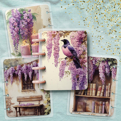 Wisteria Books Micro Happy Planner Cover Set, Vintage Journal, TUL Junior, Spiral Notebook Insert, Big Skinny Classic, Teacher Gift for Her