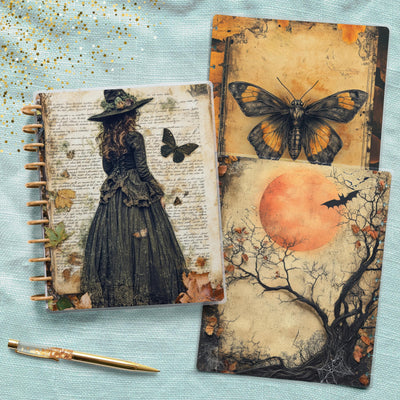 Rustic Witch Big Happy Planner Cover, Vintage Journal Accessory, Disc Bound Notebook, TUL Junior Insert, EC Spiral Planner, Gift for Mom